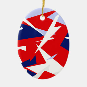 Positive Vibes Red Blue White Ceramic Ornament