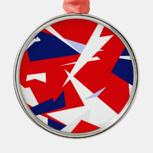 Positive Vibes Red Blue White Metal Ornament