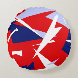 Positive Vibes Red Blue White Round Pillow