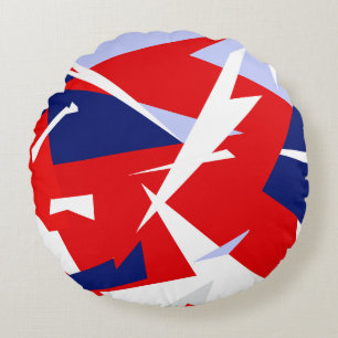 Positive Vibes Red Blue White Round Pillow