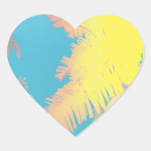 Positive Vibes Tropical Palm Trees Heart Sticker