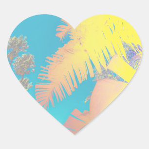 Positive Vibes Tropical Palm Trees Heart Sticker