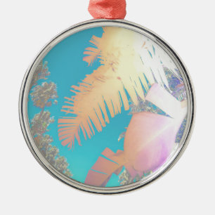 Positive Vibes Tropical Palm Trees Metal Ornament