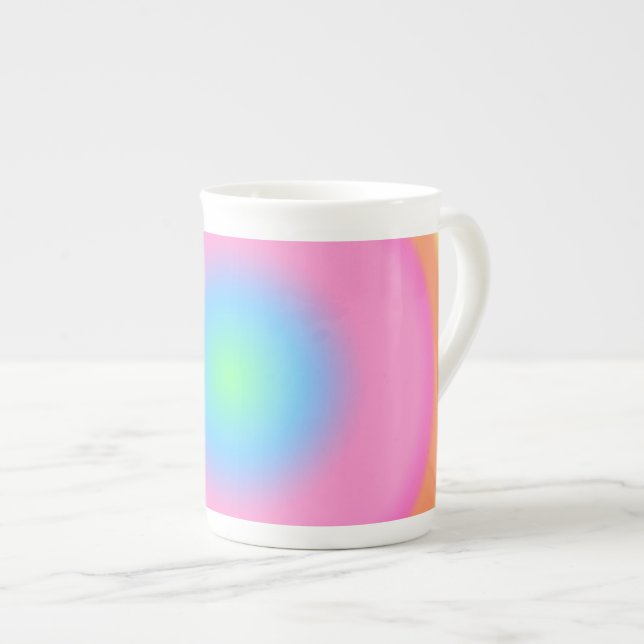 Positive Vibrations - Colourful Radial Gradient   Bone China Mug (Front Right)
