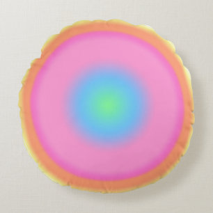 Positive Vibrations - Colourful Radial Gradient Round Pillow