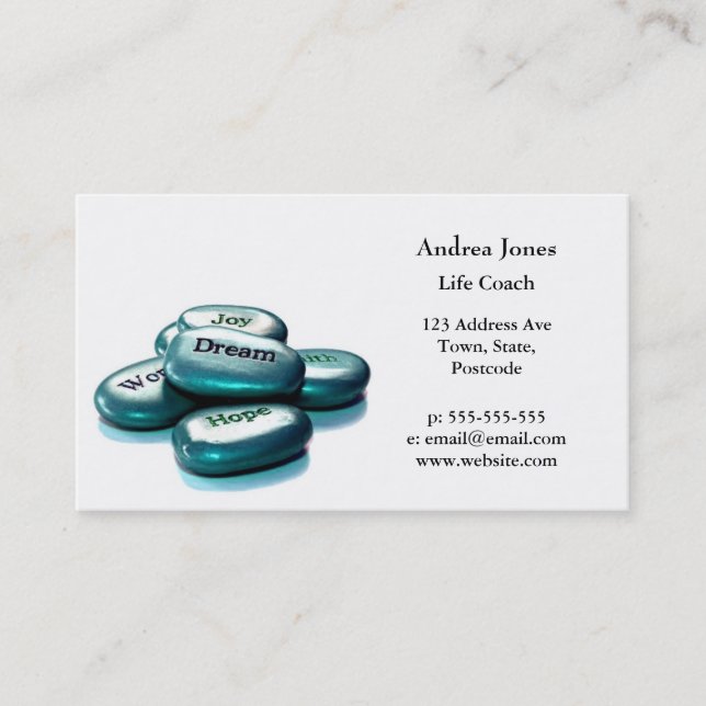 Positive word stones life coach business card (Front)