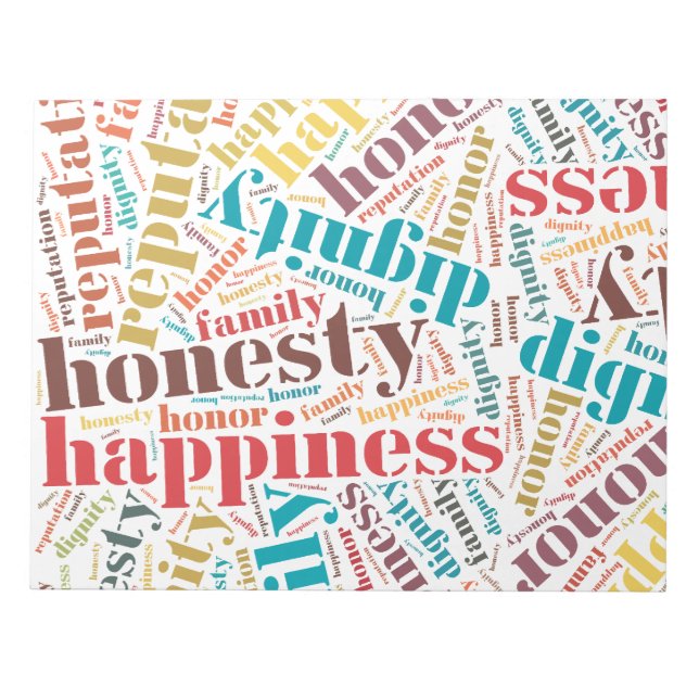 Positive words cloud notepad (Front)