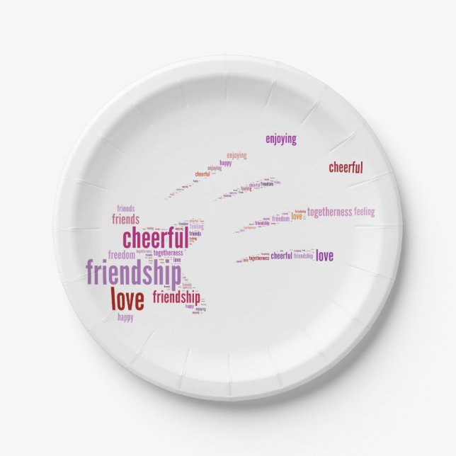 Positive words design paper plate (Front)