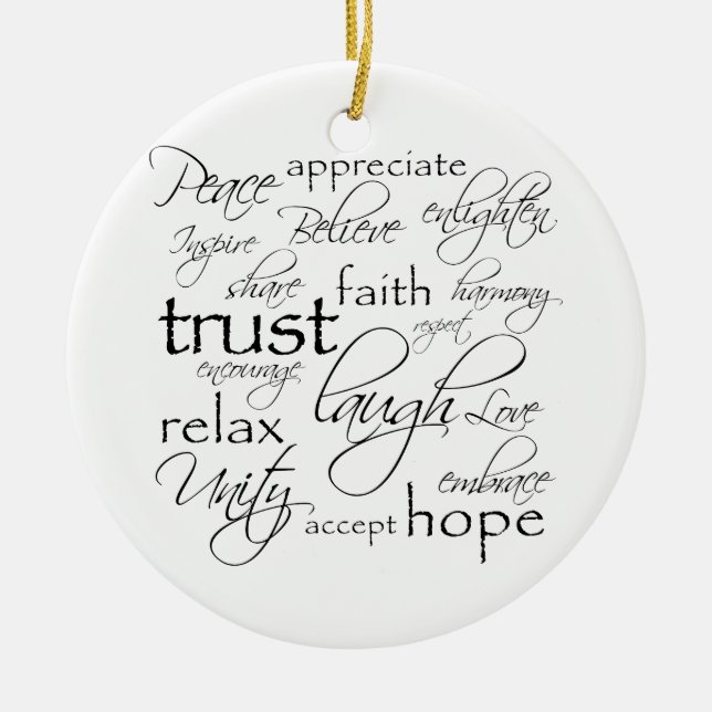Positive Words Items Ceramic Ornament (Front)