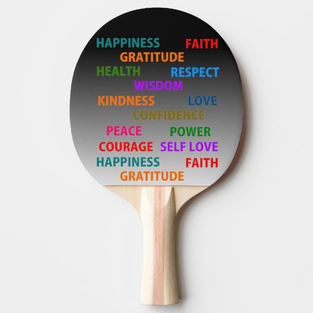 Positive words ping pong paddle (Front)