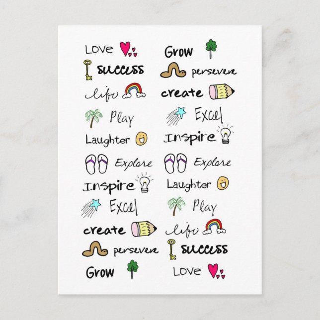 Positive Words Post Cards (Front)