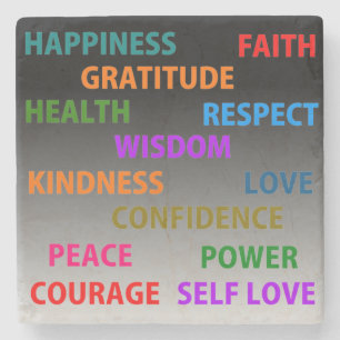 Positive words stone coaster