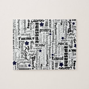Positive words typography jigsaw puzzle