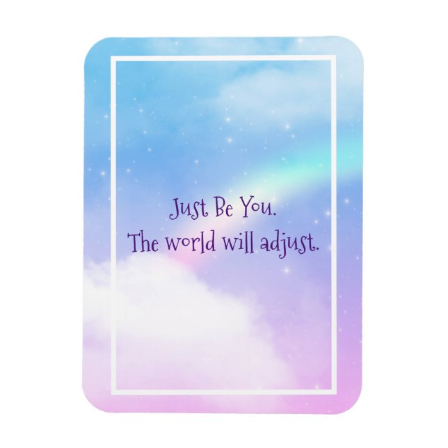 Positive Words with Pastel Clouds and a Rainbow Magnet (Vertical)