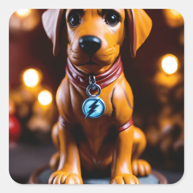 "Positively Adorable: Cute Dog Sticker" Square Sticker (Front)