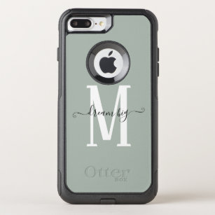 Positivity Dream Big Monogram Initial Sage OtterBox Commuter iPhone 8 Plus/7 Plus Case