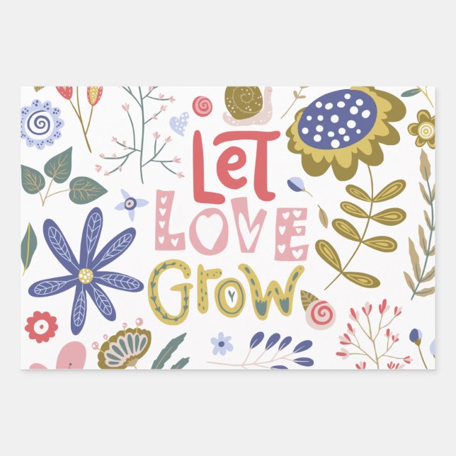 Positivity Floral Assortment Wrapping Paper Sheet (Front)