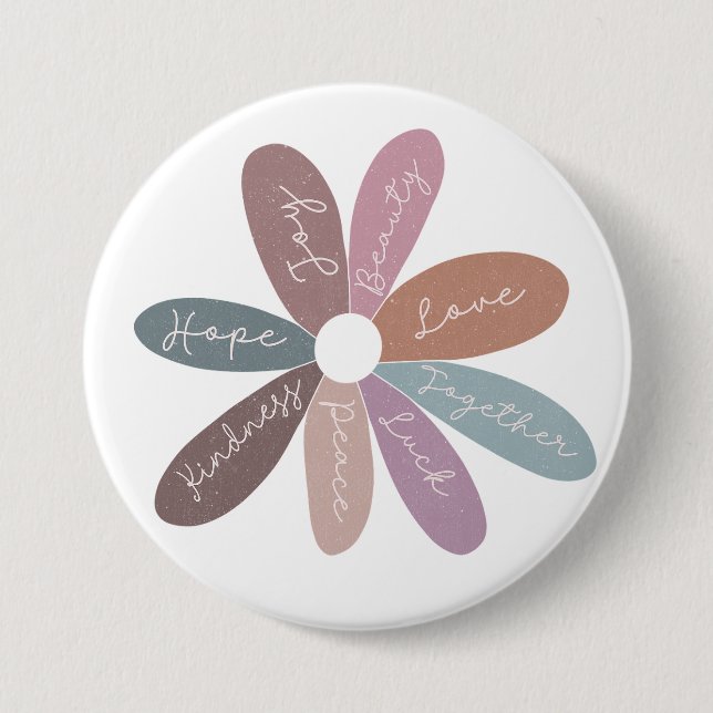 Positivity Happiness Daisy Daily Affirmations Cute 3 Inch Round Button (Front)