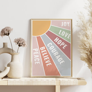 Positivity Poster Love Joy Courage and Hope