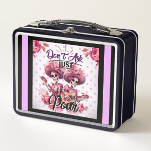 Positivity Purple and Pretty Sugar Skull  Metal Lunch Box