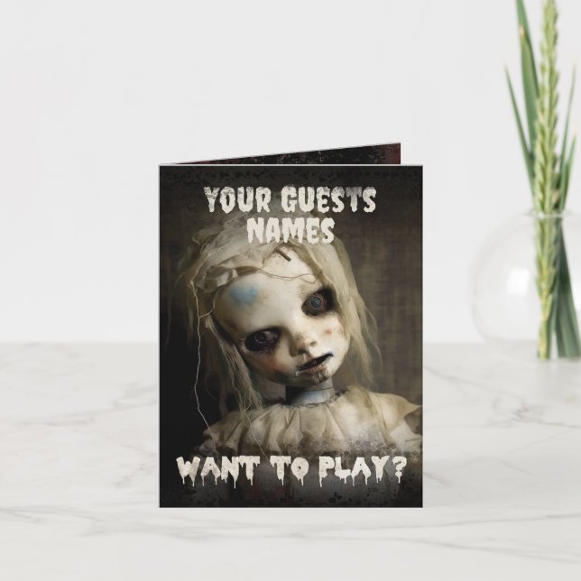 Possessed Doll Adult Halloween Invitation (Front)