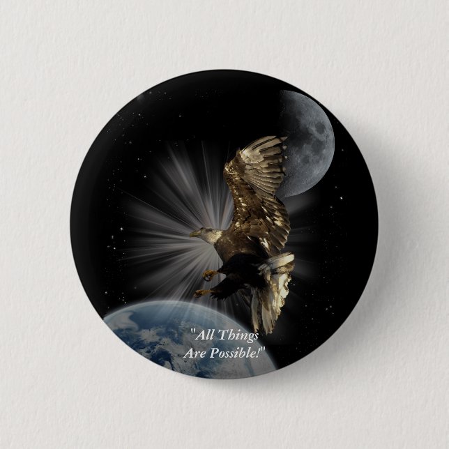 "POSSIBILITIES" Bald Eagle Motivational Gifts 2 Inch Round Button (Front)