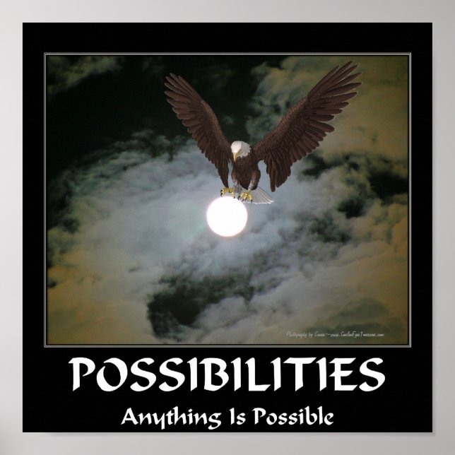 Possibilities Quote Bald Eagle Full Moon Poster (Front)