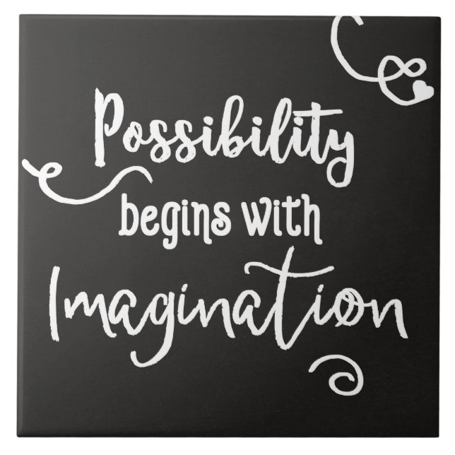 Possibility Begins Motivational Chalkboard Text Tile (Front)