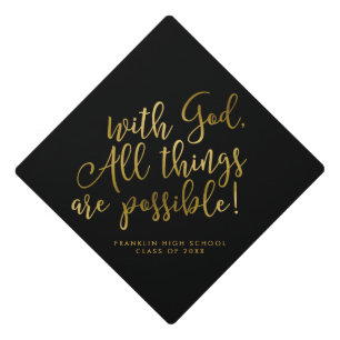 Possible With God Gold Scripture Graduation Cap Topper