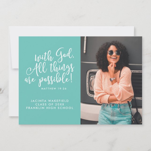 Possible With God Scripture Photo Graduation Announcement (Front)