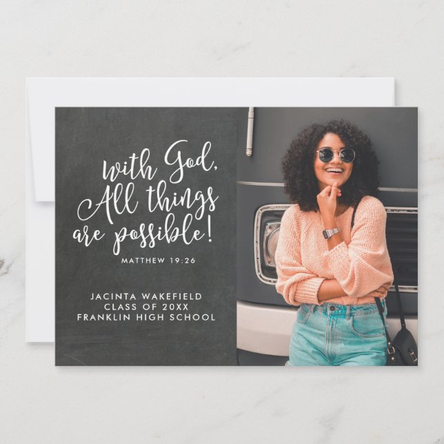 Possible With God Scripture Photo Graduation Announcement (Front)