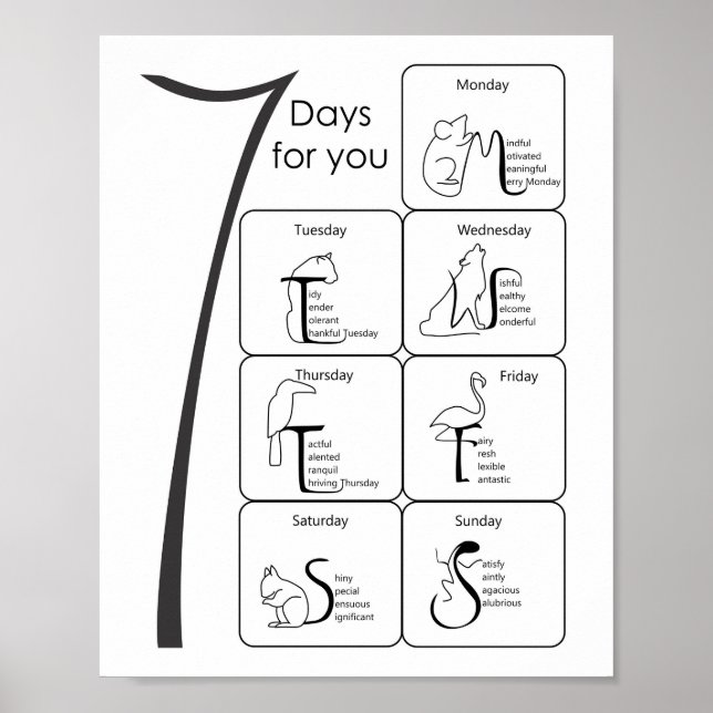possitive words for your 7 days poster (Front)