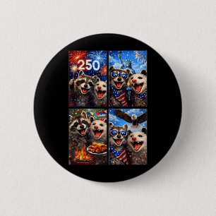 Possum and Raccoon 4th of July Selfie 250th 2 Inch Round Button