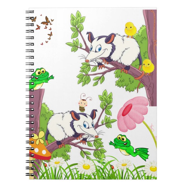 Possum Chick Frog Carnet aux champignons papillon (Devant)