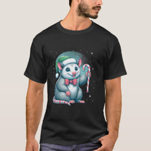 Possum Christmas Candy Opposum Lover Rodent Owner  T-Shirt
