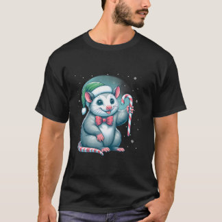 Possum Christmas Candy Opposum Lover Rodent Owner  T-Shirt