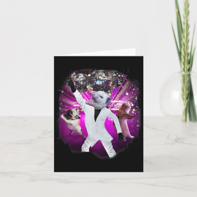 Possum Disco Ball Dancing  Card (Front)