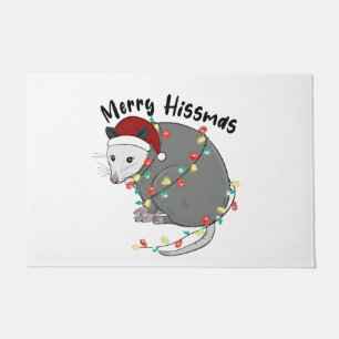 Possum Eat Trash Christmas Lights Merry Hissmass Doormat