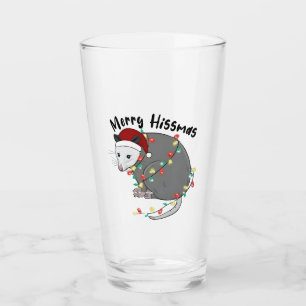 Possum Eat Trash Christmas Lights Merry Hissmass Glass