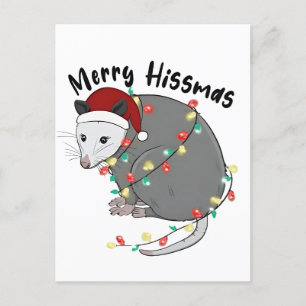 Possum Eat Trash Christmas Lights Merry Hissmass Holiday Postcard