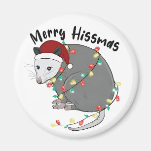 Possum Eat Trash Christmas Lights Merry Hissmass Magnet
