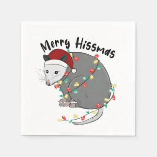 Possum Eat Trash Christmas Lights Merry Hissmass Napkin