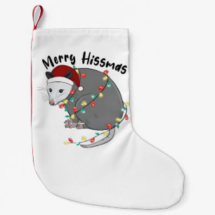 Possum Eat Trash Christmas Lights Merry Hissmass Small Christmas Stocking