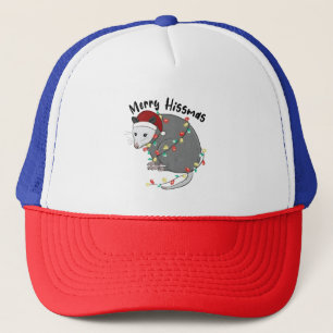 Possum Eat Trash Christmas Lights Merry Hissmass Trucker Hat