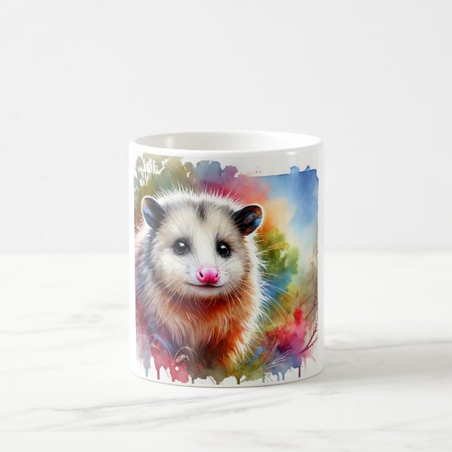 Possum in a Colorful Meadow 070824AREF151 - Waterc Coffee Mug (Center)