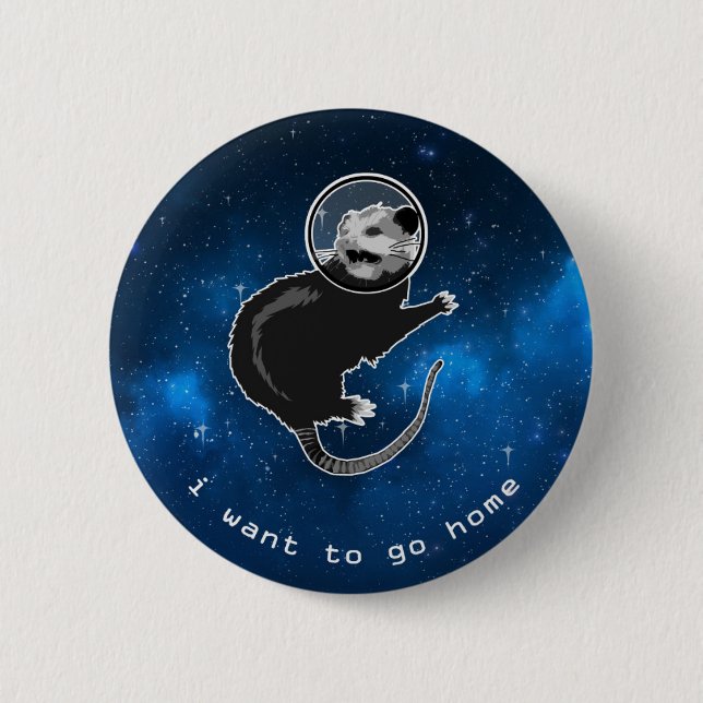 Possum in Space - Anxiety Introvert Outer Space 2 Inch Round Button (Front)