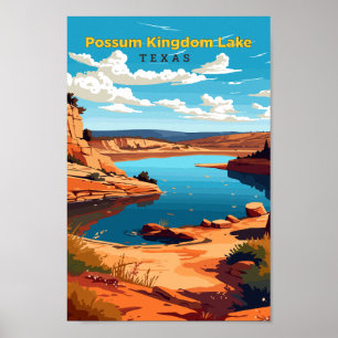 Possum Kingdom Lake Texas Travel Art Vintage Poster