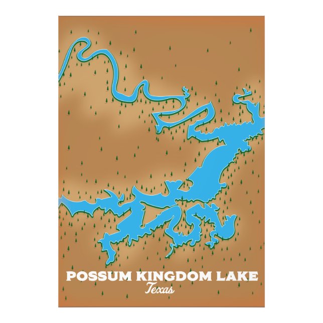 Possum Kingdom Texas map Photo Print (Front)