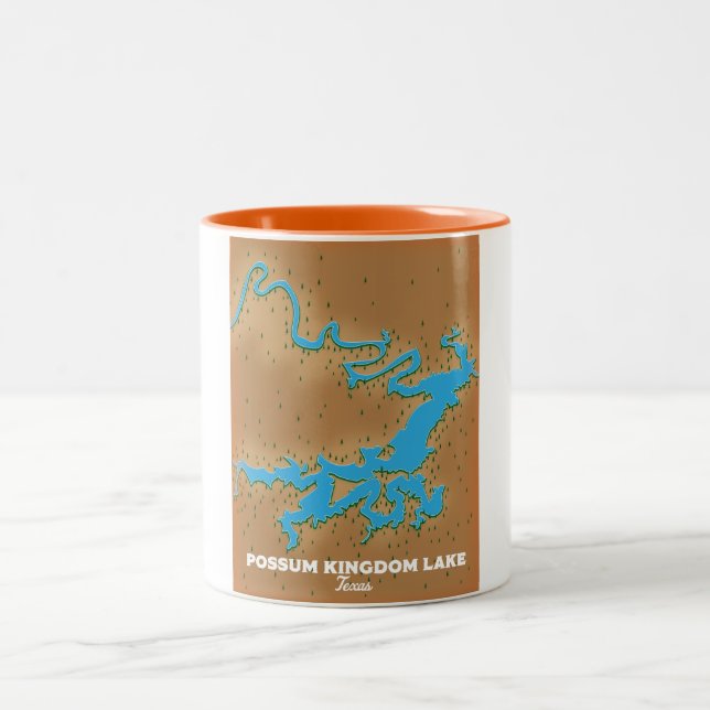 Possum Kingdom Texas map Two-Tone Coffee Mug (Center)