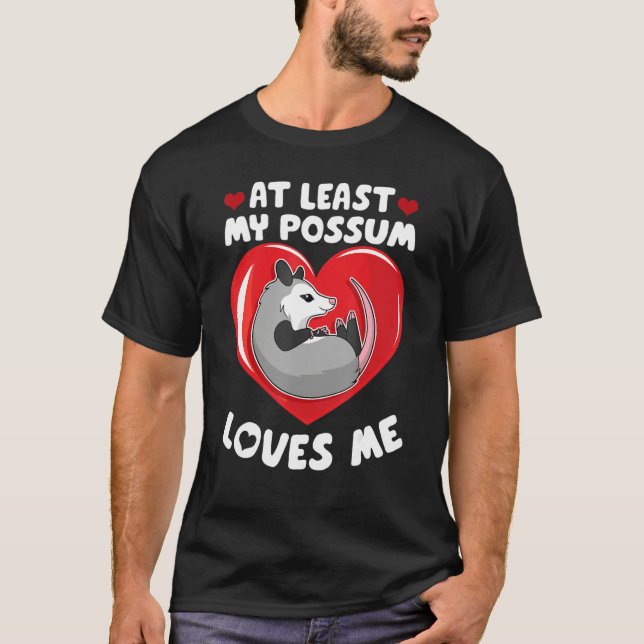 Possum Love Red Valentine Heart Opossum     Possum T-Shirt (Front)